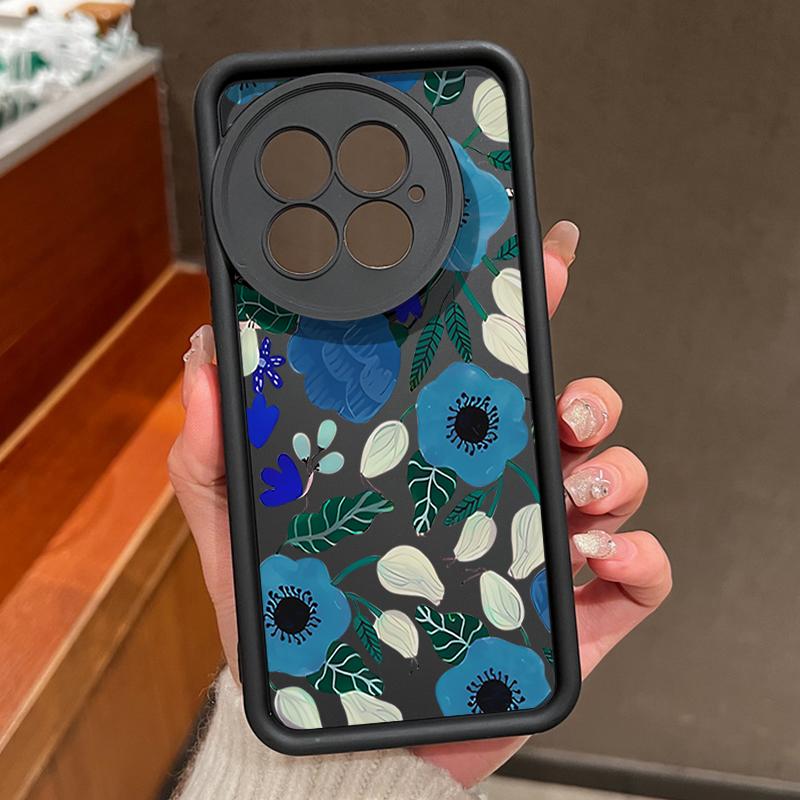 Blaues Trompetenblumenmuster Weiche TPU Silikon Handyhülle Für OnePlus 13T 13 12 11R ACE 5 3 2 Bonbonfarbene Hülle Funda