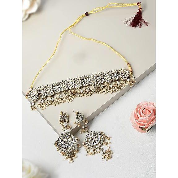 Traditional Kundan & Pearls Necklace Set For Women