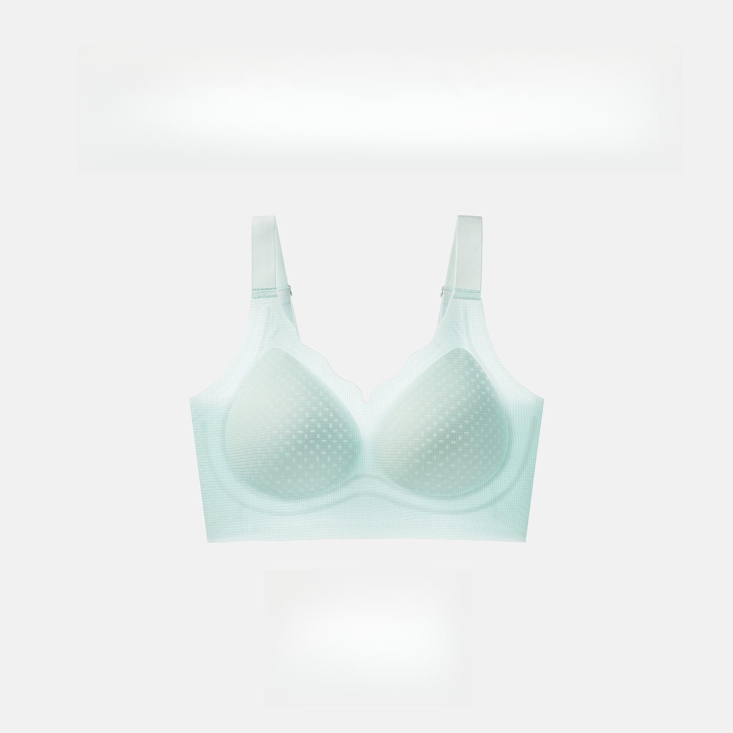 

Тонкий дышащий бюстгальтер Женское удобное нижнее белье больших размеров Женский бюстгальтер с эффектом пуш-ап без косточек Дышащий бюстгальтер без косточек 5XL зелёный