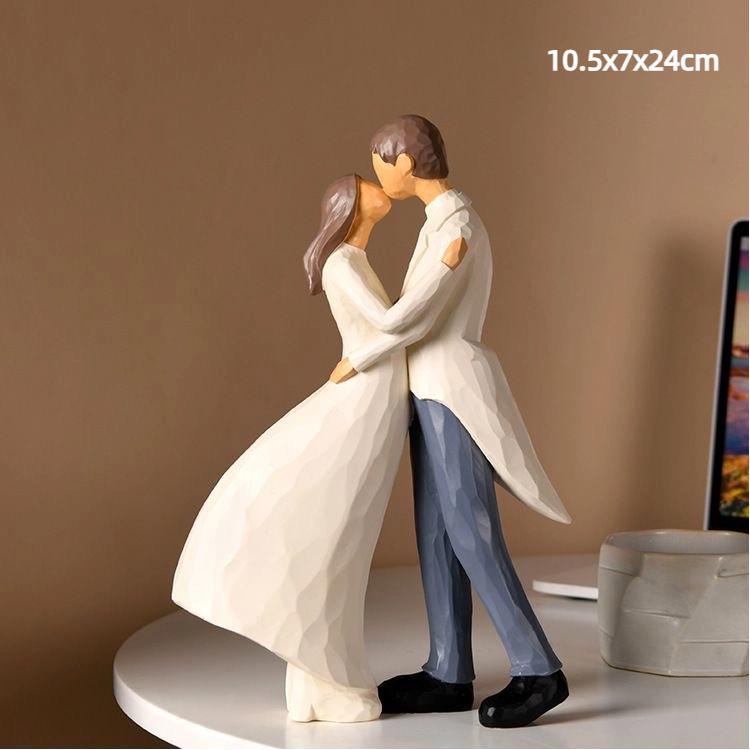Figura de Pareja de Resina Hecha a Mano Decoración Decoración del Hogar Adorno de Boda Regalo de San Valentín