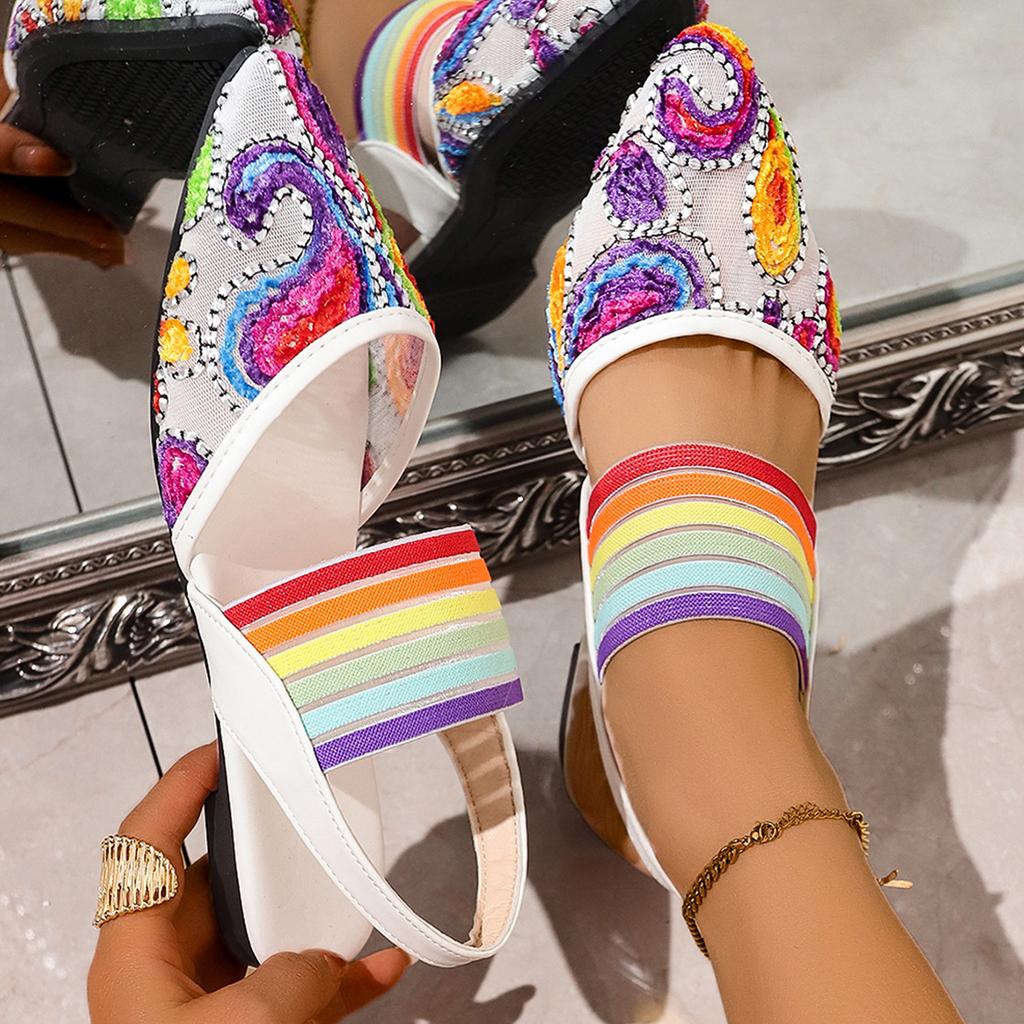 2025 Embroidery Women Loafers Plus Size 43 Women Shoes Mesh Lace Flats Slip on Slingbacks Sandals Female Casual Footwear