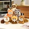 Peluche Kawaii di Animali Piccoli Giocattoli Mini Scoiattolo Procione Volpe Castoro Carino Bambola Divertente Posa Sdraiata&Seduta Animali da Scrivania Cartoni Animati Bel Regalo