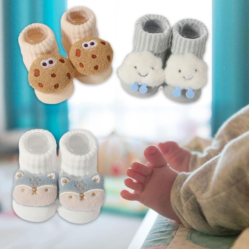 Baumwollstricksocken für Babys mit Zeichentrickfiguren Unisex Babysocken Cartoon-Themenstricksocken für Jungen Mädchen