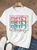 (Asian Size) Leopard Letter Tee Top Festival  Merry Christmas New Year Holiday Women Print Lady Short Sleeve Fashion Graphic T-shirts