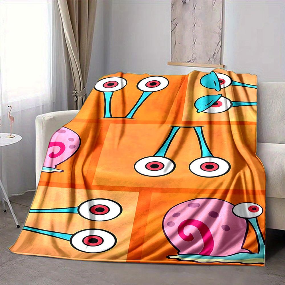 1pc SpongeBob Cozy Print Blanket Lightweight Warm Flannel Throw Blanket For Sofa, Bed, Living Room