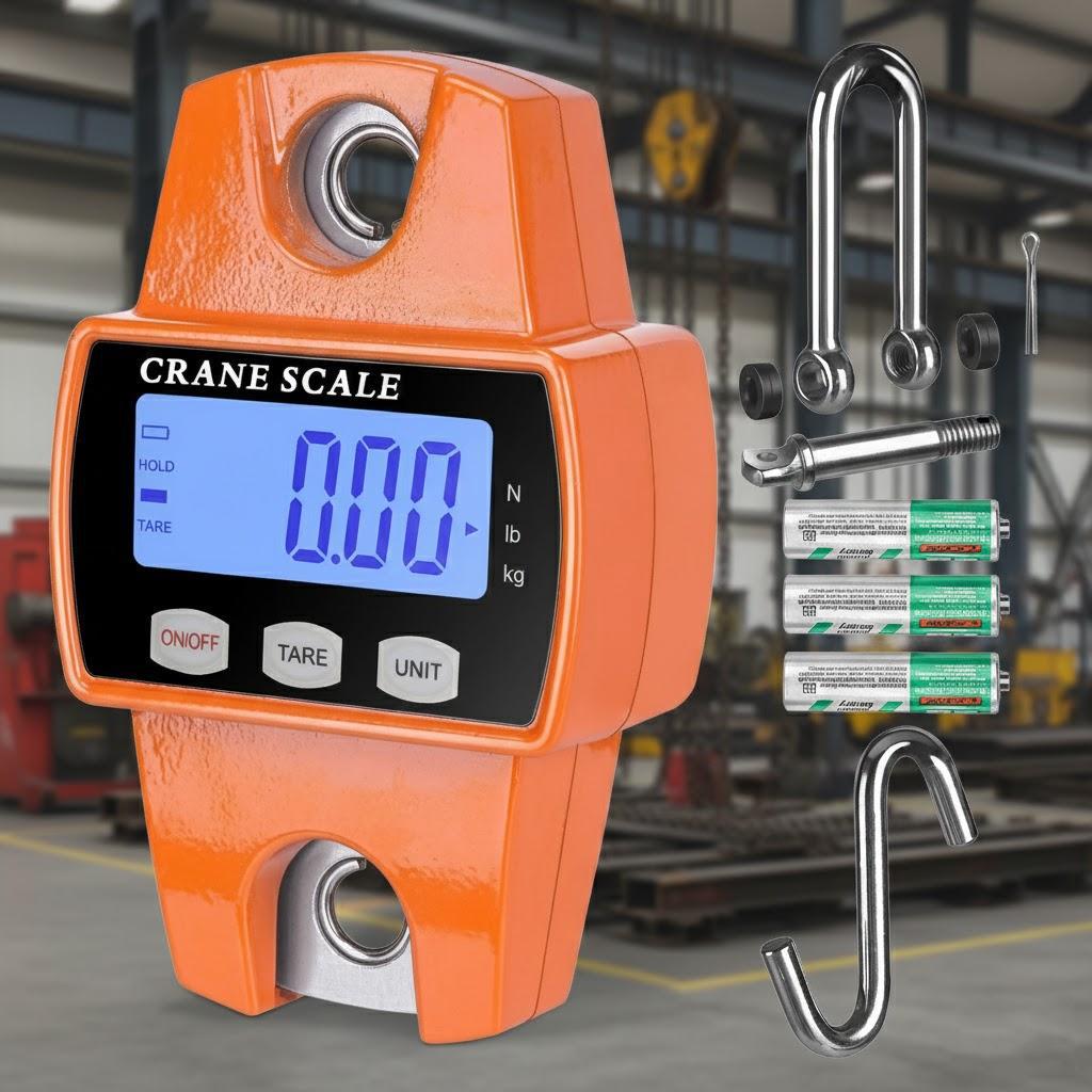 Digital Hanging Scale 660lb Cast Aluminum Handheld 300Kg Mini Crane Scale with Hooks for Farm Hunting Fishing Outdoor