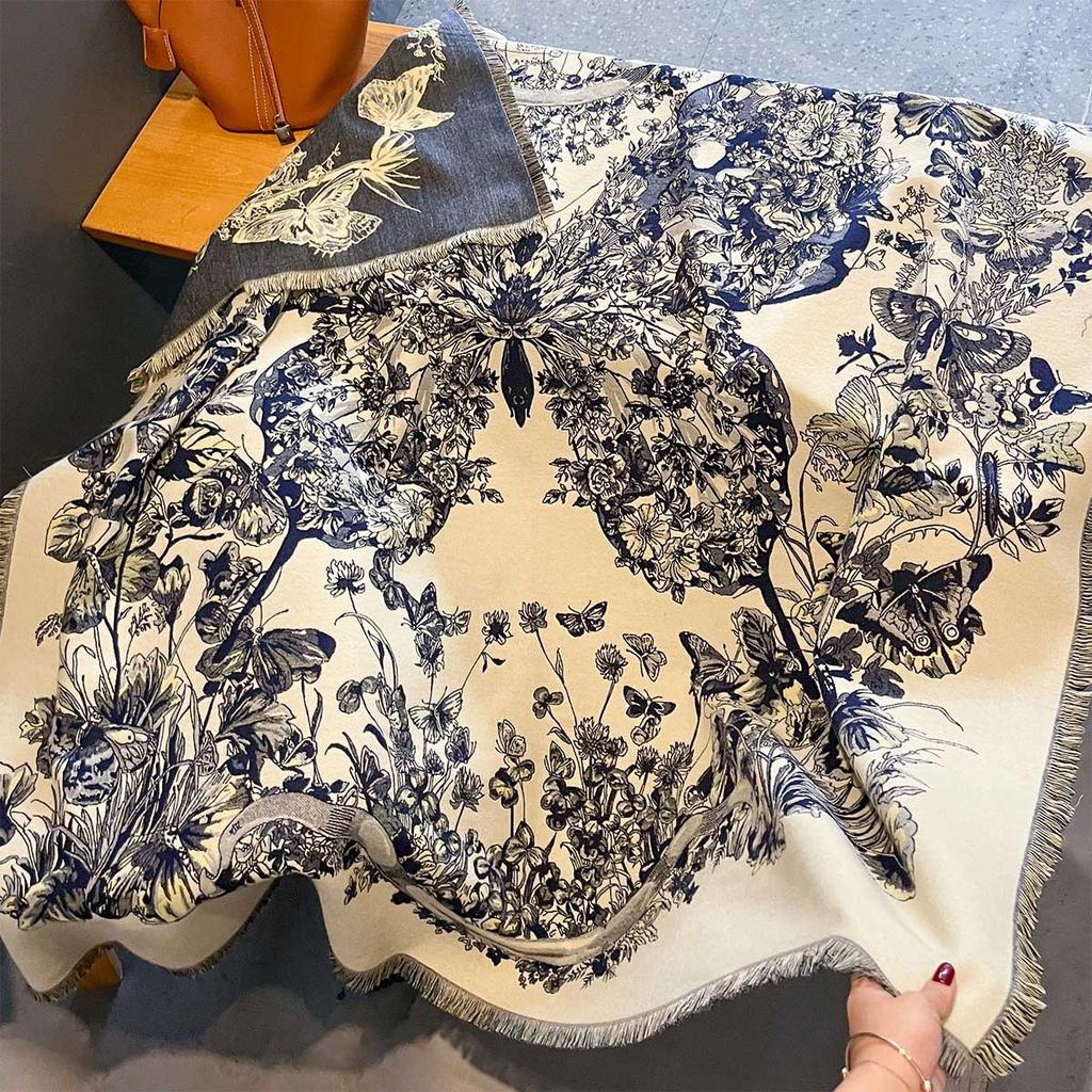 2024 Cashmere Winter Scarf Women Warm Thick Pashmina Designer Print Horse Shawls Wraps Lady Soft Blanked Scarfs Bandana