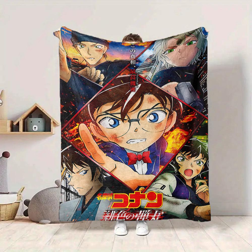 1pc Detective Conan Soft & Warm Flannel Blanket, Multi-Purpose Throw Blanket for Couch, Sofa, Office, Bed, Camping, Travel