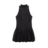 2025 Women's New Year Black Balloon Silhouette Sleeveless Denim Mini Dress