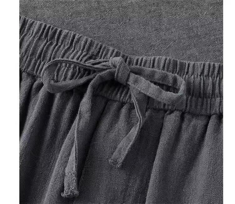 Men's Lightweight Cotton Linen Straight-Leg Sports Pants - Summer Versatile Style for Teens and Adults