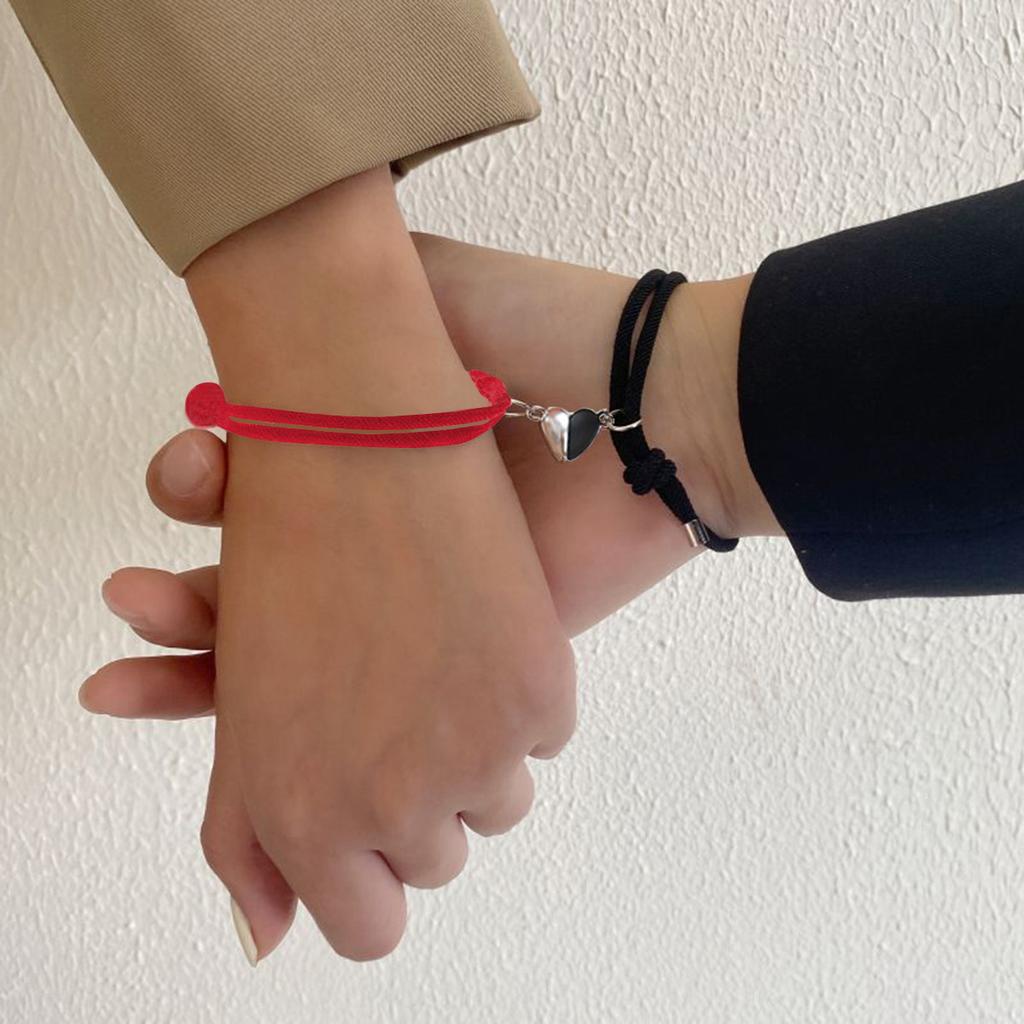 Handgefertigtes Herz-Magnet-Armband für Damen Herren Mode Verstellbares Geflochtenes Partnerarmband Liebhaber Bestie Freundschaft Schmucksets