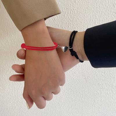 Handgemaakte armband met hartmagneet voor dames en heren, modieuze verstelbare gevlochten armband voor stellen, geliefden, beste vriendinnen, vriendschapssieradensets