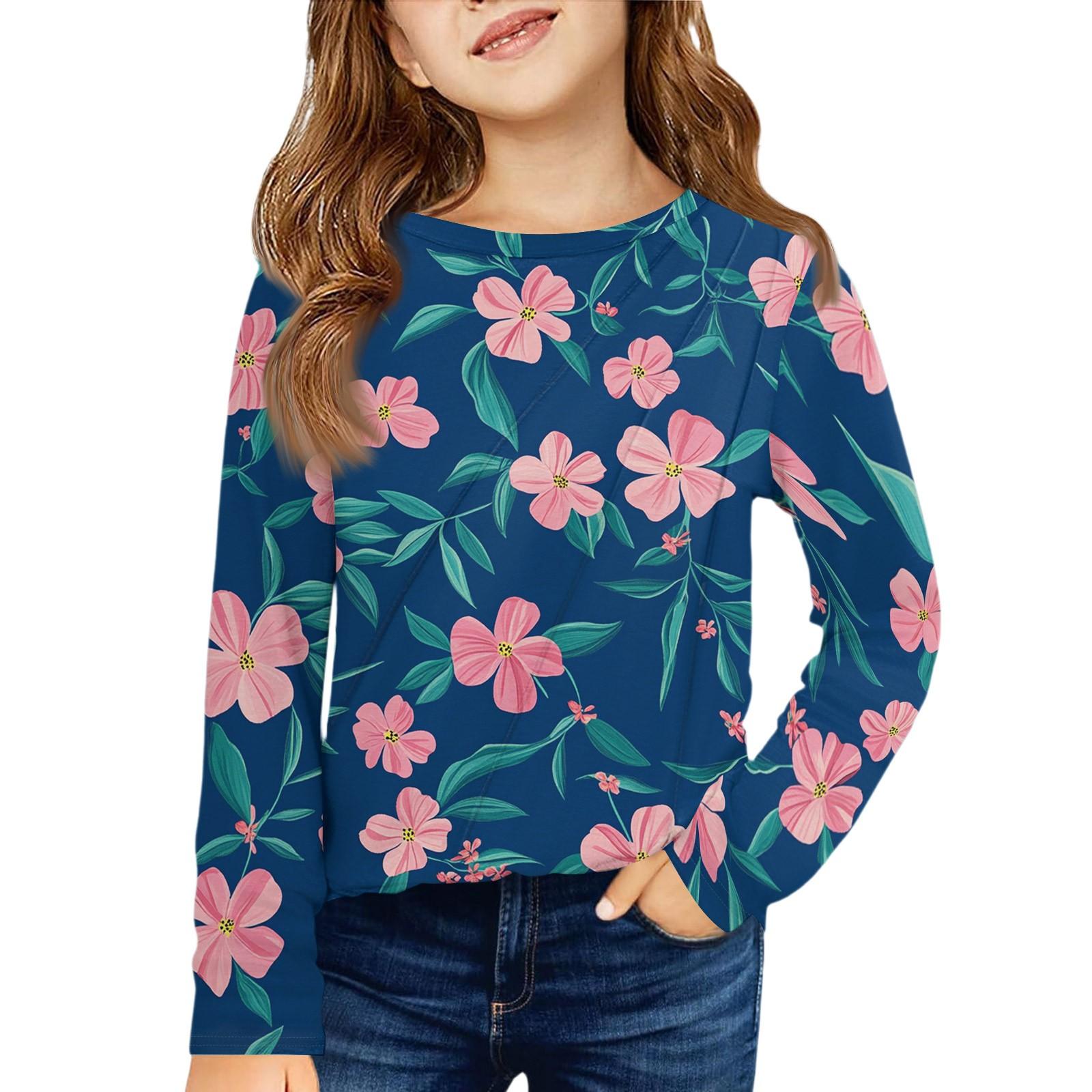 

Девичья футболка с длинным рукавом - Плиссированный круглый вырез, повседневный топ 110