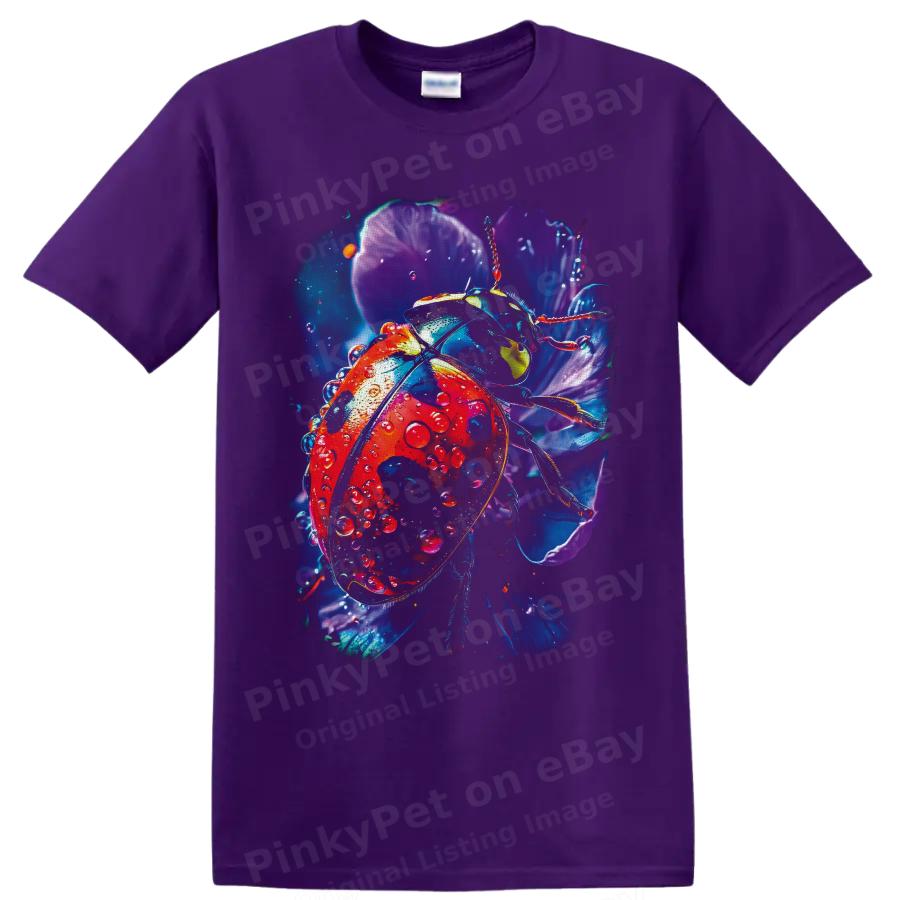 Ladybug T Shirt Colorful Floral Insect Art Nature Lover Gift Graphic Print Tee