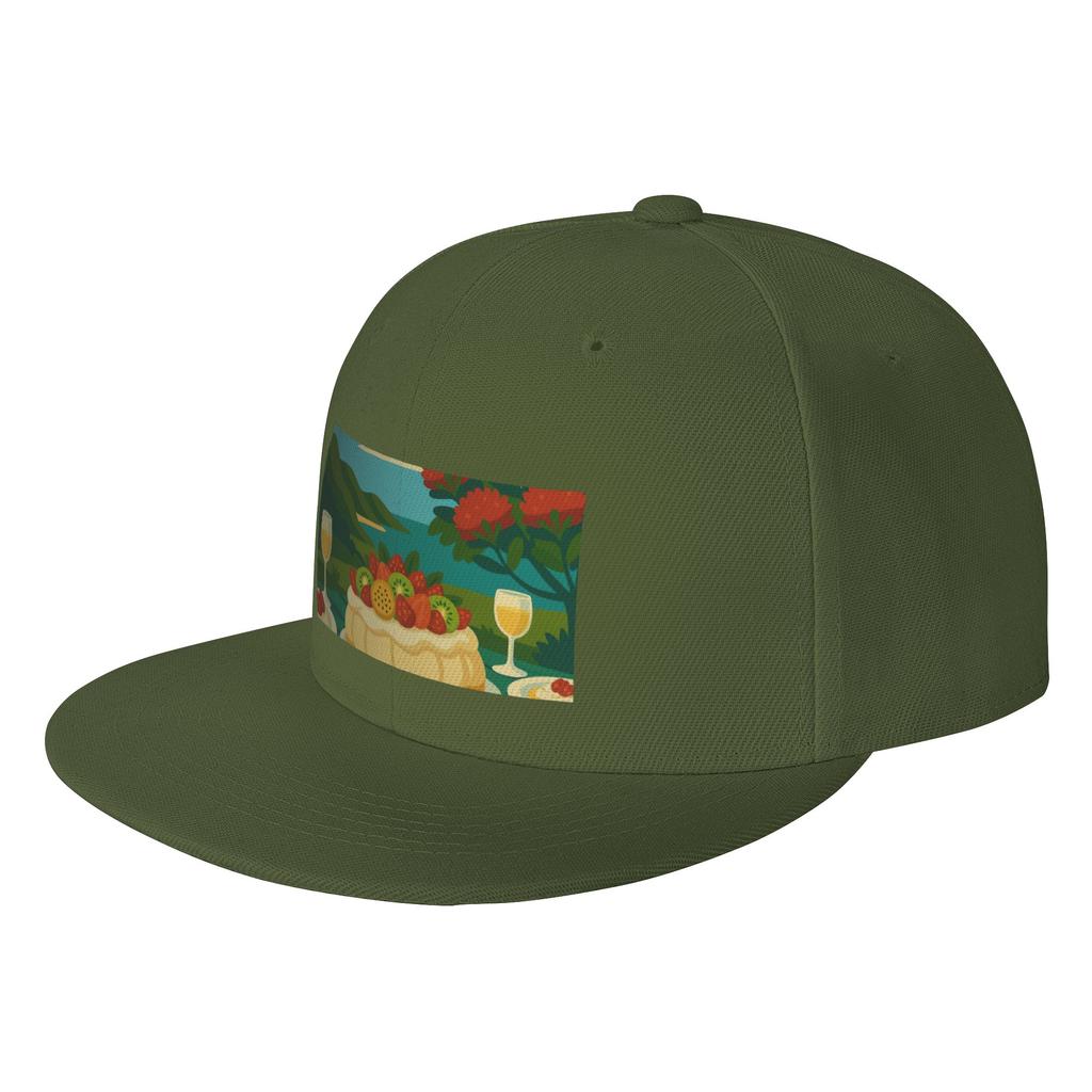Fashion New Zealand Christmas Pavlova A Sunny Kiwi Christmas Scene Flat Brim Sun Hat AntiAging Cap Unisex