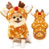 Christmas Dog Sweater with Hood Elk Costume Hoodie Soft Fleece Winter Warm Puppy Clothes for Small Dogs XS-XXL, Christmas Outfit for Cats &