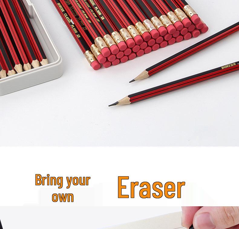 50-Pack Bao Ke HB Pencils with Erasers for Elementary School Students - Ideal for Writing, Art, and Sketching