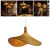 Hand Woven Rattan Pendant Lamp, Country Style Lamp Round Shade Living Room Bedroom Ceiling