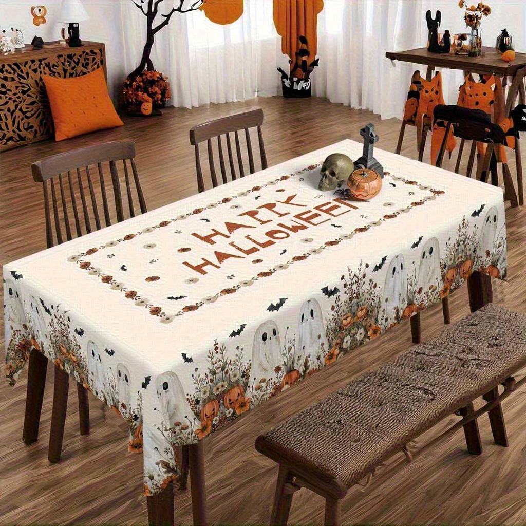 Halloween Pumpkin Rectangle Tablecloth for Table Decor Holiday Party Reusable Indoor Outdoor Table Cloth Halloween Decorations