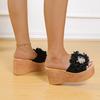 Fashion Women Mule Clogs 90mm Heels Wedge Sandals Female Flower Appliquere Platform Slide Slippers