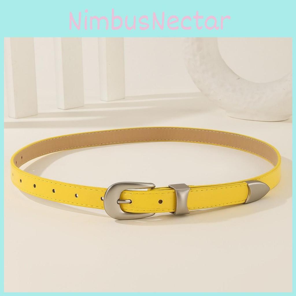 Color Solid Simple Metal Buckle Decoration Women Casual Belt For Use Daily