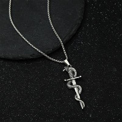 Кольє Змія Навколо Меча Ретро Тренд Панк Чоловічий Ланцюжок Для Светра Ювелірні Аксесуари