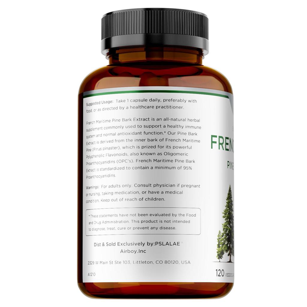 French Sea Pine Bark Dietary Supplement: Supports a Healthy Immune System and Normal Antioxidant Function. 120 Vegetarian Capsules