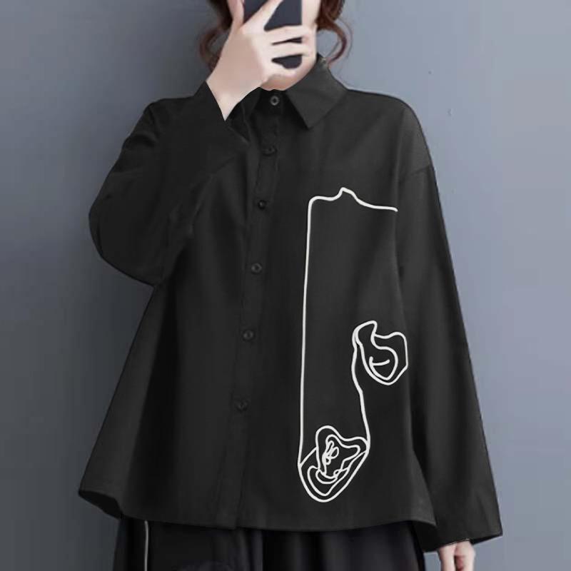 

ZANZEA Женская мода рубашка воротник длинный рукав цветочный принт рубашки S