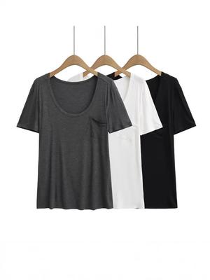 Women’s Casual U-Neck Short-Sleeve Loose Yoga Top