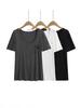 Top de Yoga Holgado de Manga Corta con Cuello en U Casual para Mujer