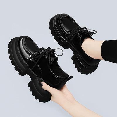 Women's Thick-Soled Patent Leather Loafers - British Style for Spring & Autumn 2024