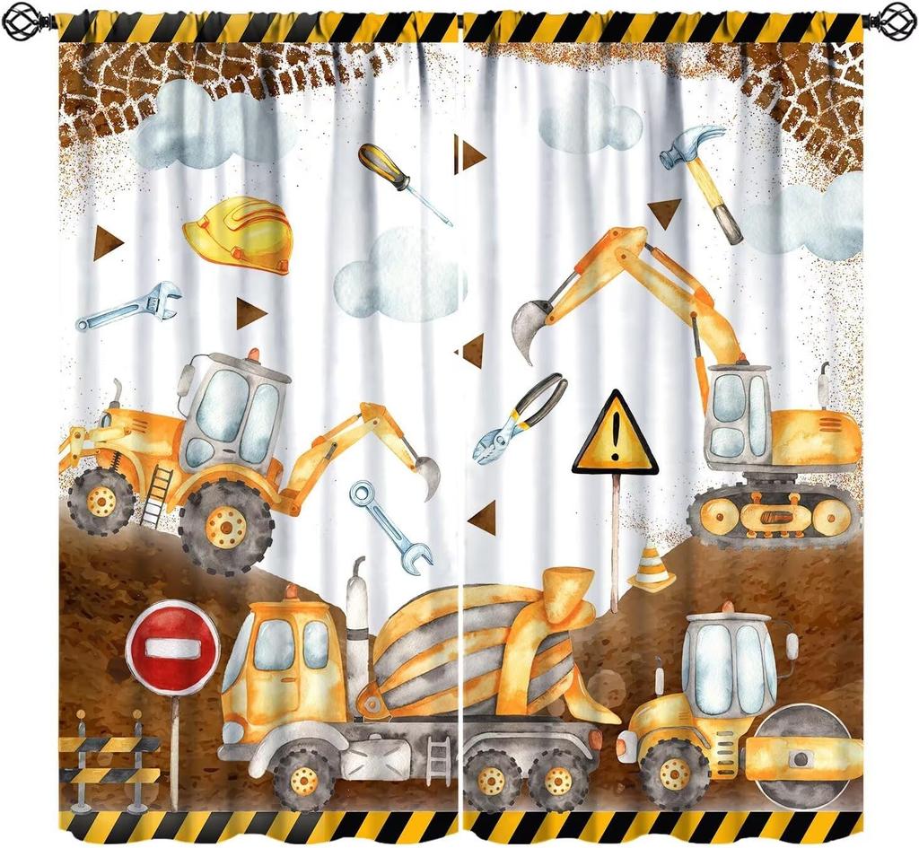 Monster Truck Curtains Boys Cartoon Red Blue Car Game Cool Racing Window Kids Bedroom Living Room Playroom Curtain For Sitting Made Of Polyester
