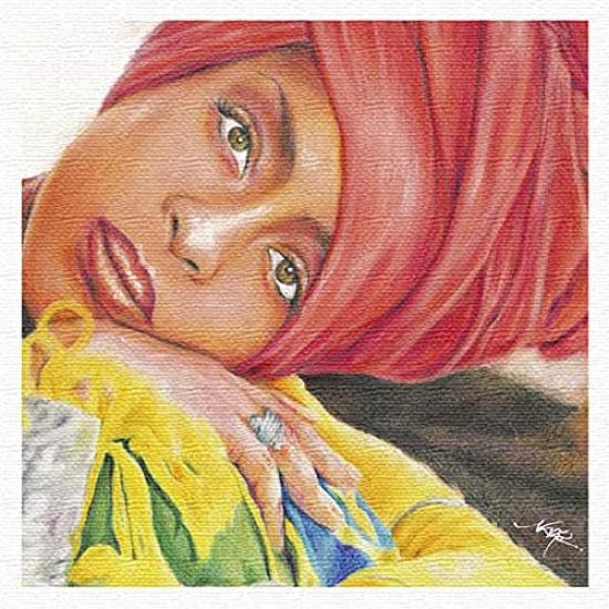 Portrait Sketch Art 57cm x Made in Stylish Interior Living Room Fabric Panel, 57cm, Large, Japan, Poster, Decor, Decor, Colorful, Pop, Red, Panel,