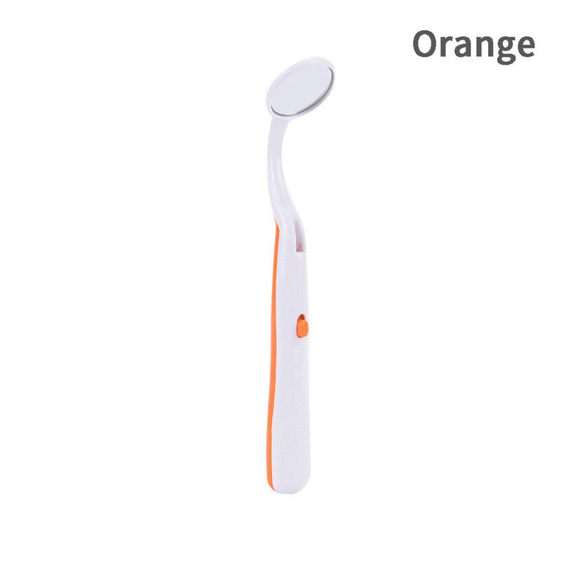 

1 шт. Портативное многоразовое стоматологическое светодиодное освещение, зеркало для рта, стоматолог, осмотр полости рта, защита от запотевания, яркий уход за зубами, гигиена, чистый инструмент оранжевый