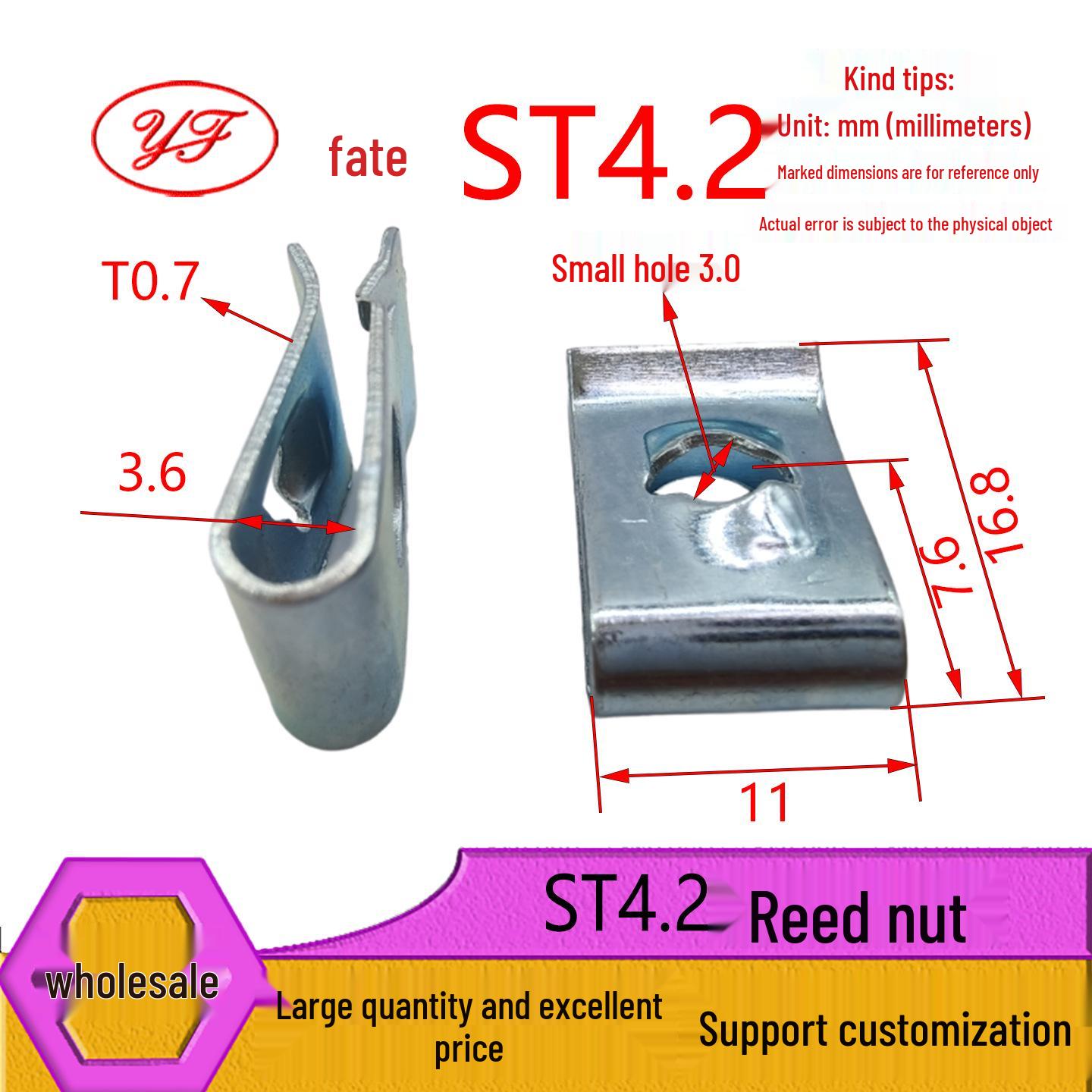ST4.2 U-Clip Self-Tapping Spring Nut for Motorcycle Fastening. Base Clip Only