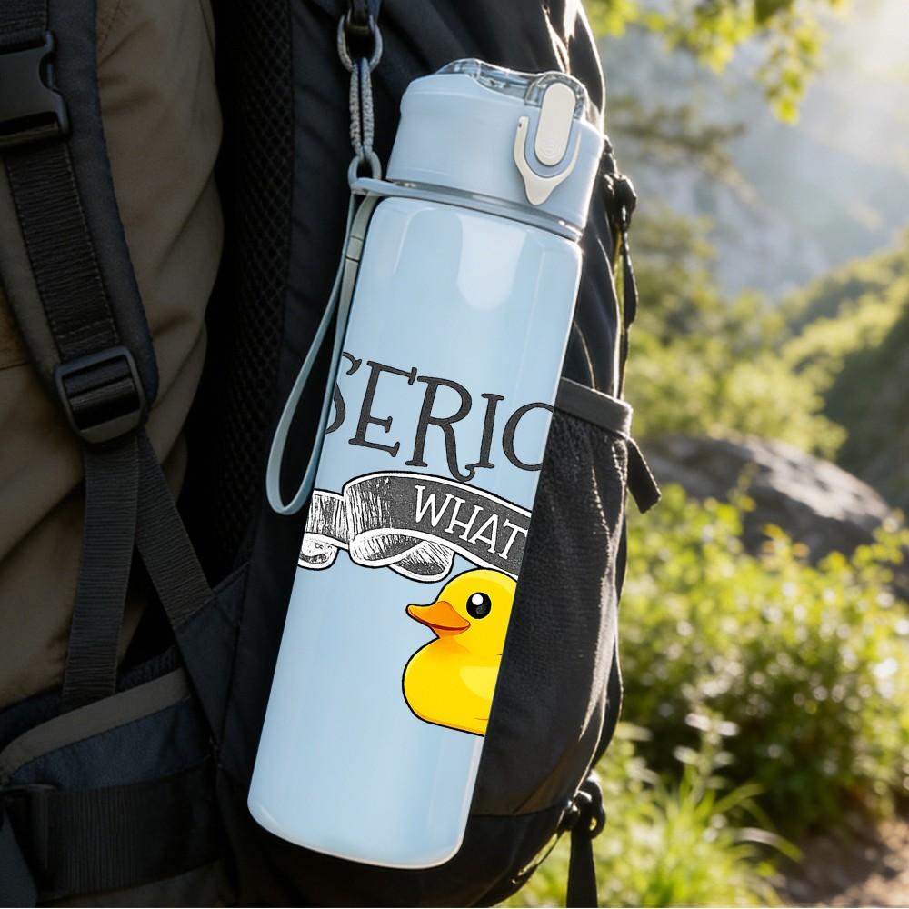 1PC Seriously Duck Funny Slogan Print 750ml Color Plastic Sports Water Bottle Leakproof Flip Straw Lid Suitable for Sports Office Home Use