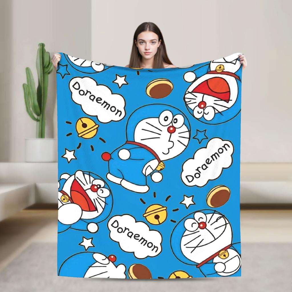 Cartoon D-Doraemon  Warm Soft Blanket  Camping Plush Throw Blanket Novelty Bedroom Flannel Bedspread Sofa Bed Cover