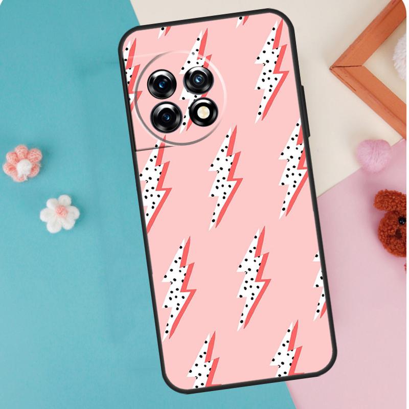 Preppy Stars Lightning Pink Case For OnePlus 12 11 9 10 Pro 9RT 10T 10R 12R OnePlus Nord CE 2 Lite 3 2T N10 N20 Cover