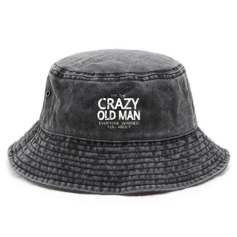 

Grandpa Cotton Washed Bucket Hat Vintage Fishing Hat for Men Sun Protection Outdoor Humor Design Cap Retired Life Style Gift чорний