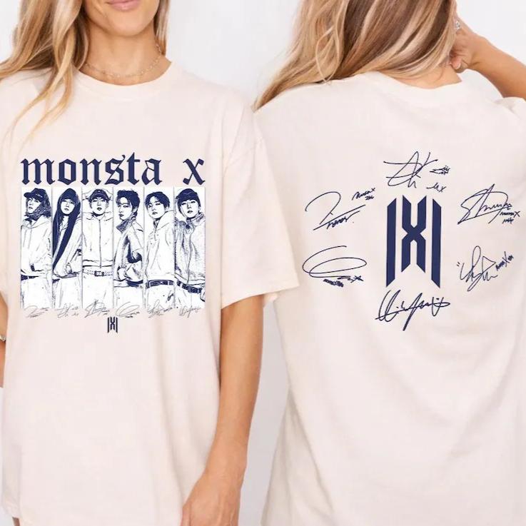 Summer Hot Sale Monsta X World Tour 2026 T Shirt Unisex Y2K Gothic Cotton Streetwear Oversized T-shirt Harajuku Hip Hop Punk T-shirt