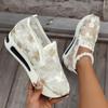 Fashion Women Sneaker Summer Breathable Lace Mesh Flower Embroidery Round Head Thick Sole Comfortable Casual Vulcanized Shoes