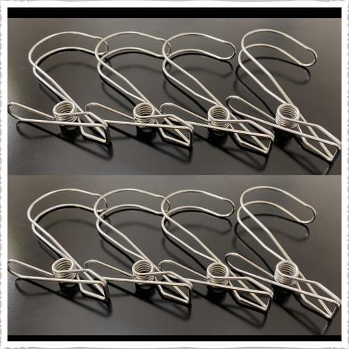 YOYIMONO Edelstahl-Wäscheklammern mit Klemmen und Haken, Groß, Flexibles Aufhängen, für den Innenbereich, Wäschetrocknen, Küche, Badezimmer und mehr, 8er-Pack