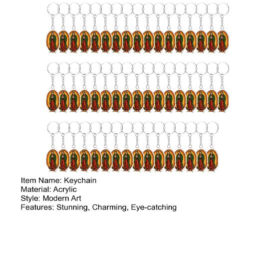 Religious Keychain for Men Women Catholic Virgin Mary Keepsake Christian Acrylic Keyring Small Baptism Favors for Guests