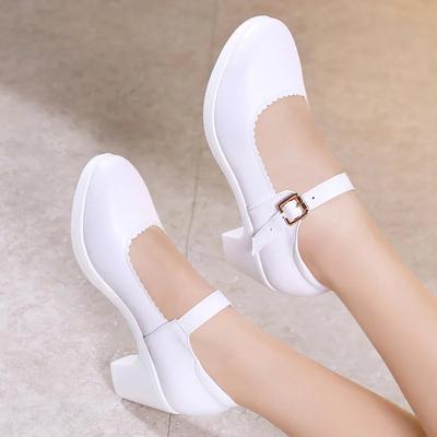 5cm Kleine Größe 32-43 Büro Mamas Flache Mittelhohe Blockabsätze Mary Janes Plateau Pumps 2025 Herbst Rot Weiß Silber Hochzeitsschuhe
