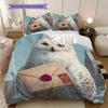 Snowy Owl Pattern Bedding Quilt Set Quilt Cover Pillowcase Home Decoration Birthday Gift (1 * duvet cover + 2 * pillowcase, without core)