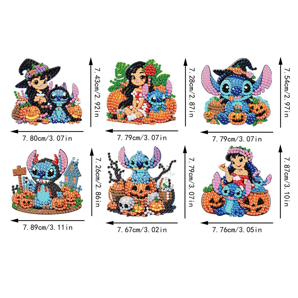 6pcs/Set Halloween Stitch Series Diamond Painting Magnets for Refrigerator Diamond Art Fridge Magnets for Adults Diamond Art Refrigerator Magnets Kits