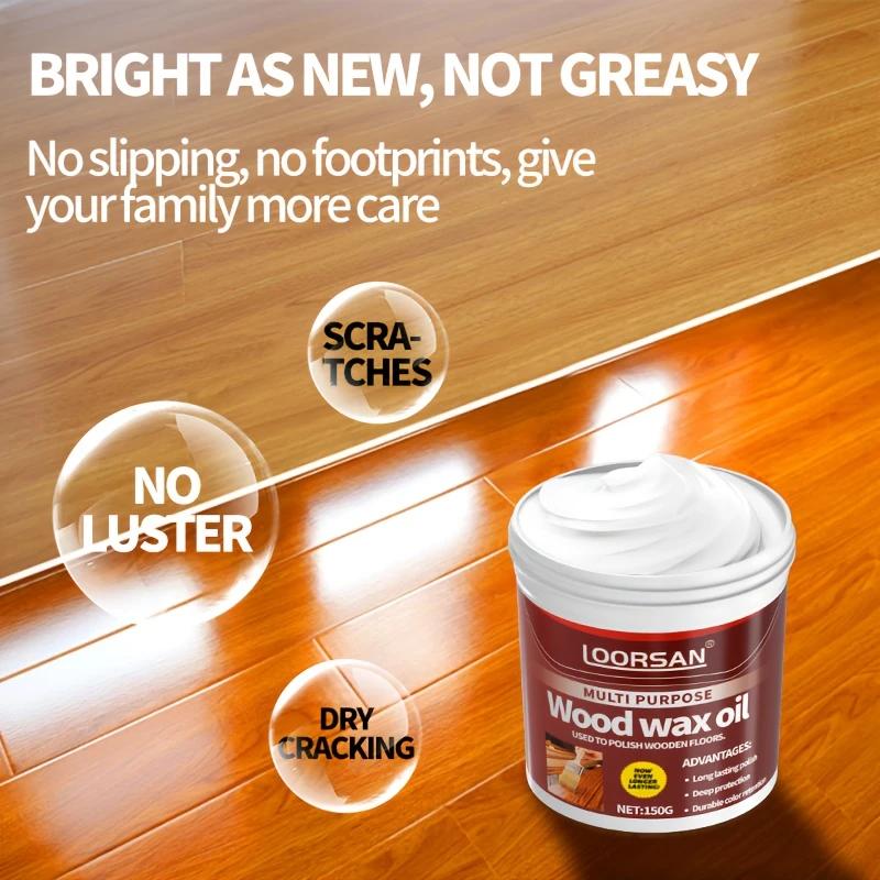 Furniture and Floor Wood Wax Oil | Quick Application Almond Oil and Natural Beeswax Polish Cream | Restore and Protect |