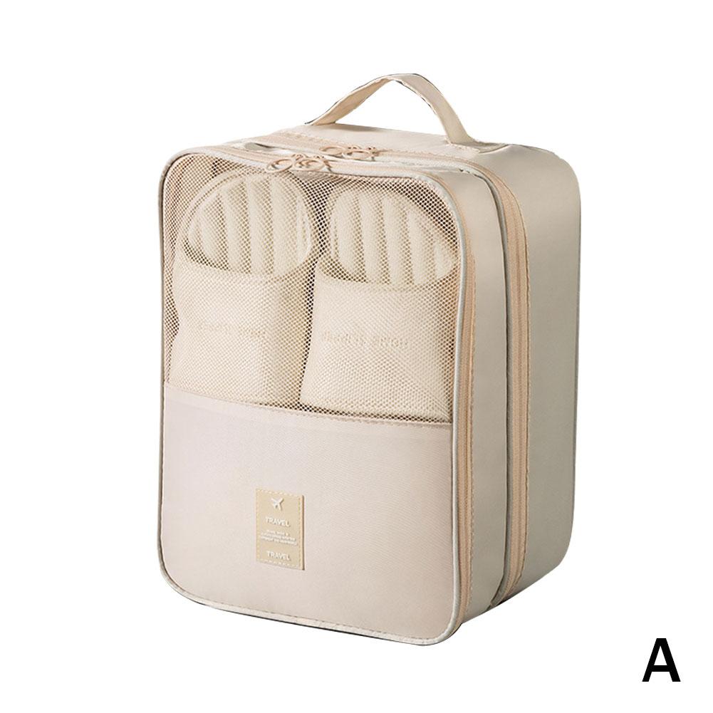 

Travel Shoe Storage Bag Large Capacity 3 Layers Shoe Organizer Bag Machine Washable Multifunction Travel Accessories бежевый