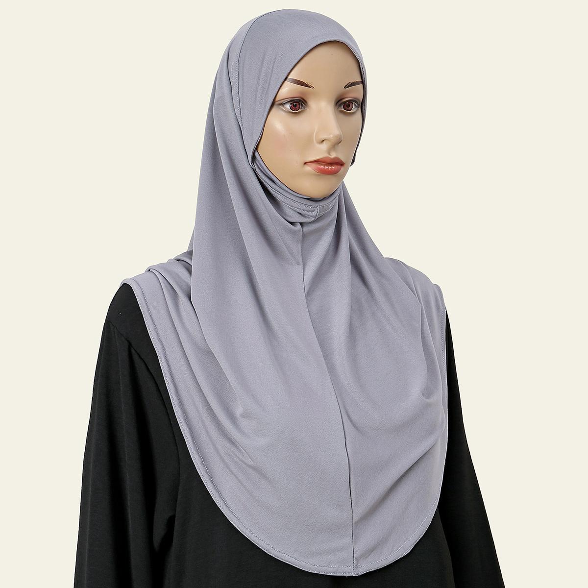 Malayisches Untertuch für Doppelkinn Muslimische Frauen Einfarbiges Innen-Tuch Islamisches Sofort-Hijab Damenmütze Kristallhanf-Bonnet-Hut 80*55cm gray