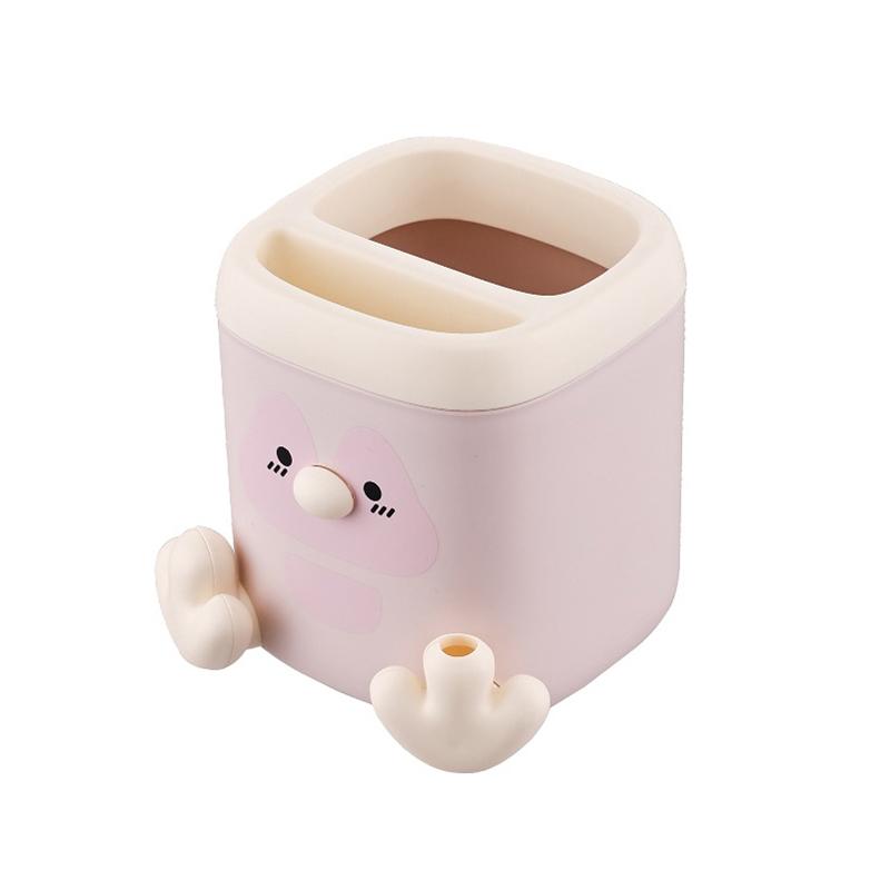 

Penguin Pen Holder Large Capacity With Pencil Sharpener Makeup Brush Holder Cartoon Multifunctional Pen Organizer